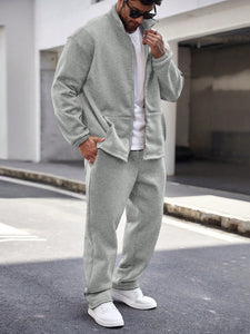 Plus Size Zipper Sweat Top And Long Pants Set For Men - Mylivingdream Store