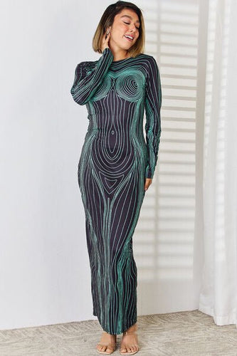Body silhouette outline maxi bodycon dress - Mylivingdream Store