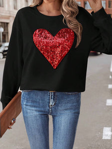 Sequin Heart Dropped Shoulder Sweatshirt - Mylivingdream Store