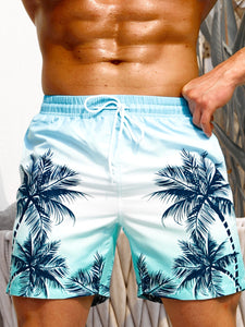 Tropical Print Swim Shorts With Drawstring Waist For Men - Mylivingdream Store