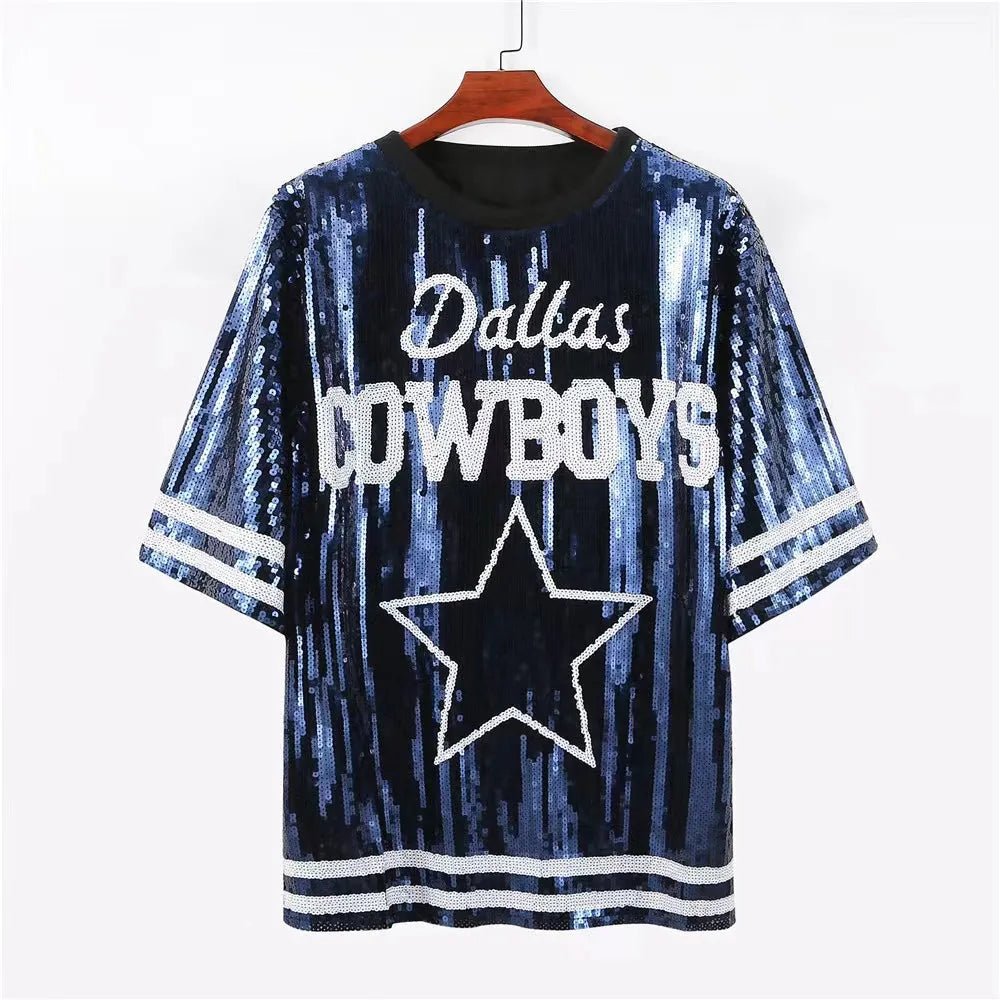 Womens Cowboy Sequin Top Dallas Theme - Mylivingdream Store